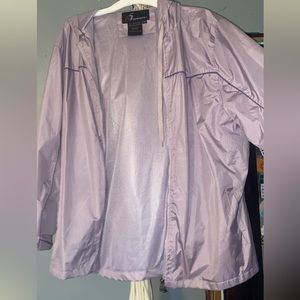 Lilac rain jacket plus size with hoodie zip up